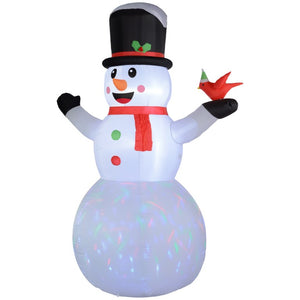 English Elm Outsunny 12 Foot Tall Holiday Snowman Inflatable with Rotating LED Yard Decoration W2225P249946
