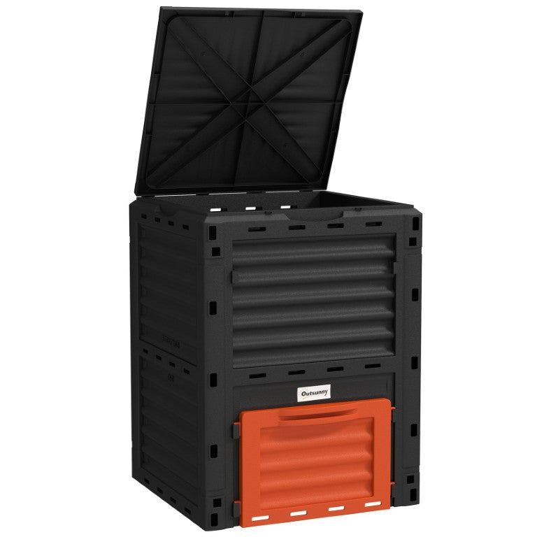 English Elm Outsunny 80 Gallon Garden Composter with 48 Air Vents for Fast Fertile Soil Creation W2225P485545