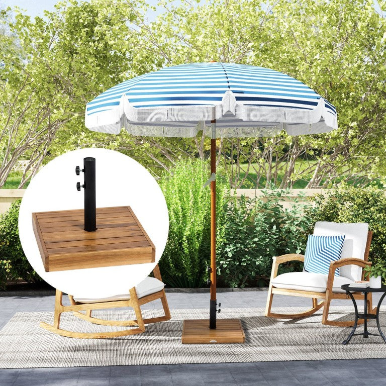 English Elm Outsunny 42 Lb Concrete Patio Umbrella Base with Acacia Wood Slats for Outdoor Decor W2225P485549