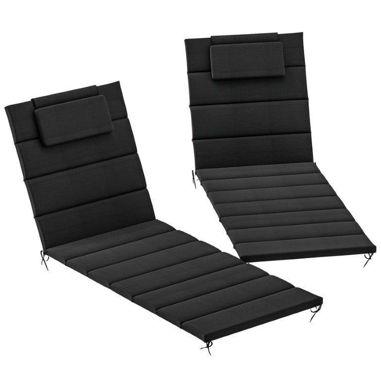 English Elm Outsunny Foldable Chaise Cushions Set of 2 UPF50 Olefin Foam Outdoor Lounge Pads Black W2225P485550
