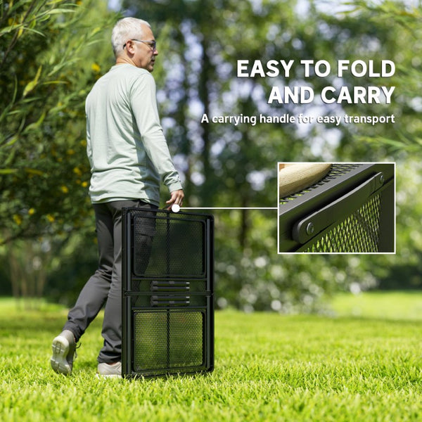 English Elm Outsunny Portable Folding Grill Station with Wing Panels and Adjustable Metal Legs W2225P485551
