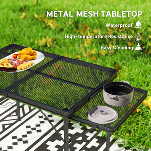 English Elm Outsunny Portable Folding Grill Station with Wing Panels and Adjustable Metal Legs W2225P485551