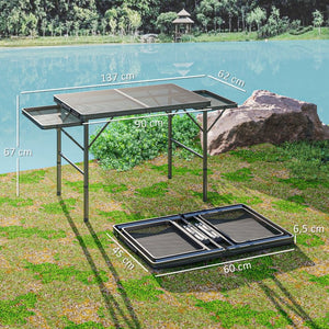 English Elm Outsunny Portable Folding Grill Station with Wing Panels and Adjustable Metal Legs W2225P485551