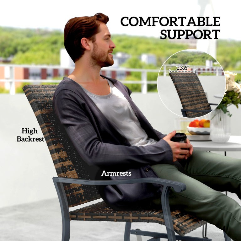 English Elm Outsunny Outdoor PE Wicker Swivel Glider Chairs High Back Patio Set of 2 W2225P485587