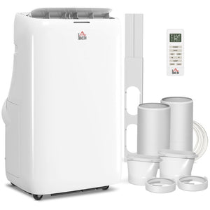 English Elm Homcom 14000 BTU Dual Hose Inverter Portable AC Unit for Rooms up to 700 Sq Ft W2225P485604