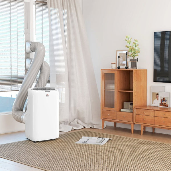 English Elm Homcom 14000 BTU Dual Hose Inverter Portable AC Unit for Rooms up to 700 Sq Ft W2225P485604