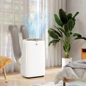 English Elm Homcom 14000 BTU Dual Hose Inverter Portable AC Unit for Rooms up to 700 Sq Ft W2225P485604