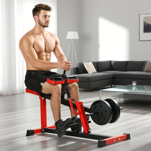 English Elm Soozier Steel Seated Calf Raise Machine with Adjustable Thigh Pads for Home Gym W2225P485629