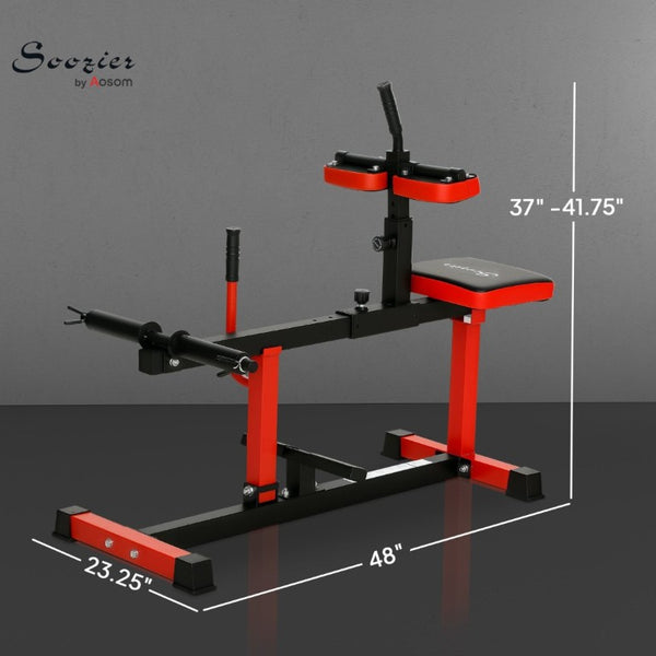 English Elm Soozier Steel Seated Calf Raise Machine with Adjustable Thigh Pads for Home Gym W2225P485629
