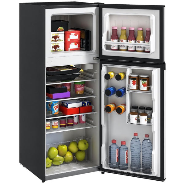 English Elm Homcom 4 Cu Ft Black Compact Refrigerator with Top Freezer for Dorm or Office W2225P595796
