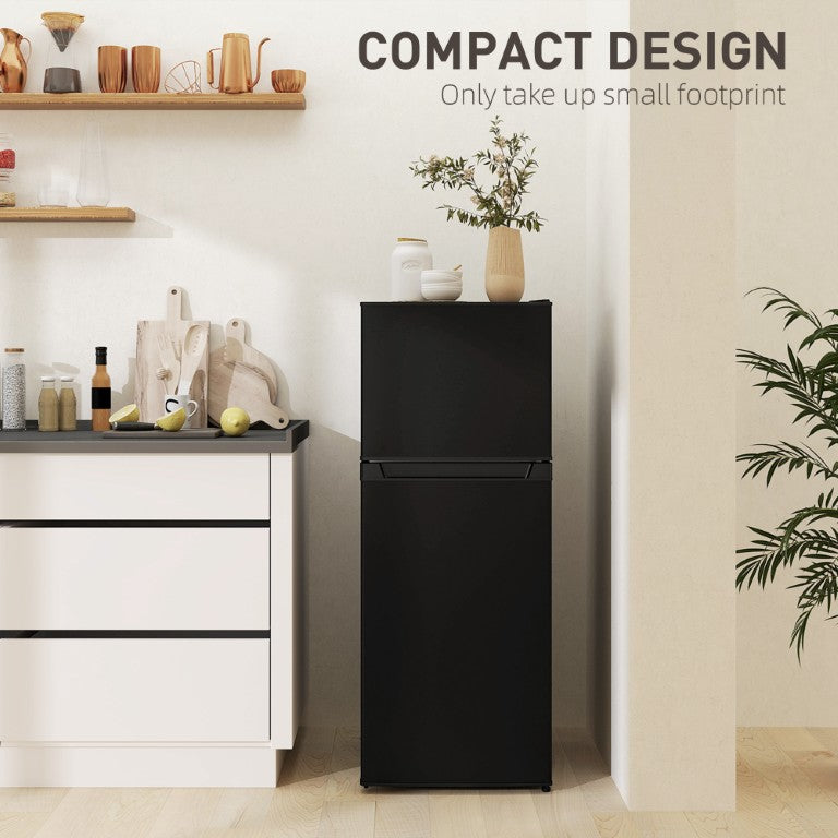 English Elm Homcom 4 Cu Ft Black Compact Refrigerator with Top Freezer for Dorm or Office W2225P595796