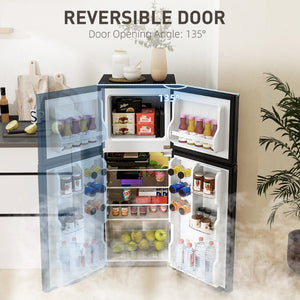 English Elm Homcom 4 Cu Ft Black Compact Refrigerator with Top Freezer for Dorm or Office W2225P595796