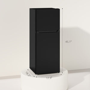English Elm Homcom 4 Cu Ft Black Compact Refrigerator with Top Freezer for Dorm or Office W2225P595796