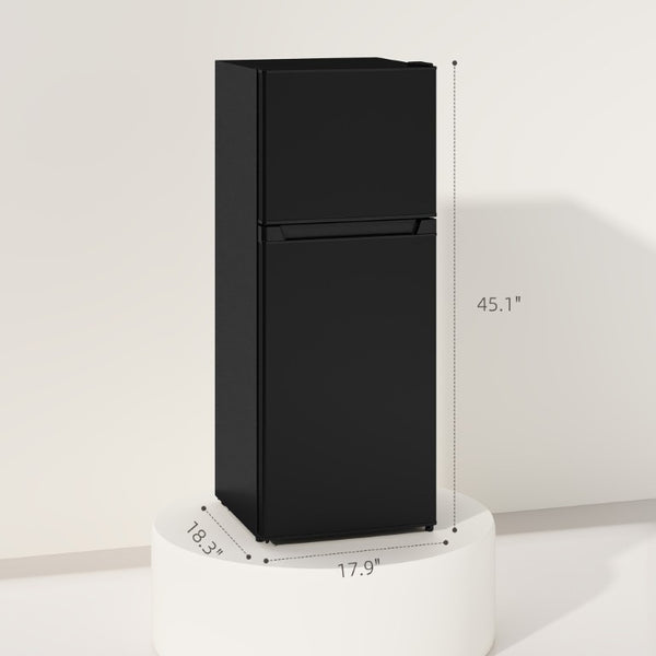 English Elm Homcom 4 Cu Ft Black Compact Refrigerator with Top Freezer for Dorm or Office W2225P595796