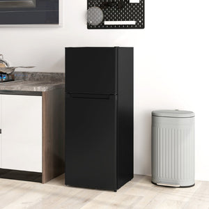 English Elm Homcom 4 Cu Ft Black Compact Refrigerator with Top Freezer for Dorm or Office W2225P595796