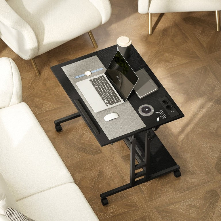 English Elm Homcom Rolling Standing Desk with Tiltable Top Power Outlets and Adjustable Height W2225P595801