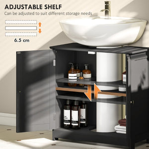 English Elm Kleankin Matte Black Pedestal Sink Cabinet Freestanding Bathroom Storage Organizer W2225P595802