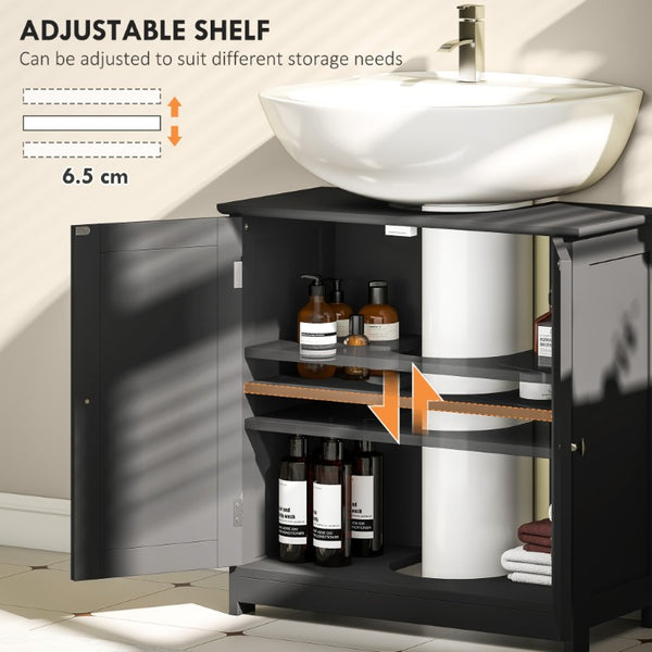 English Elm Kleankin Matte Black Pedestal Sink Cabinet Freestanding Bathroom Storage Organizer W2225P595802