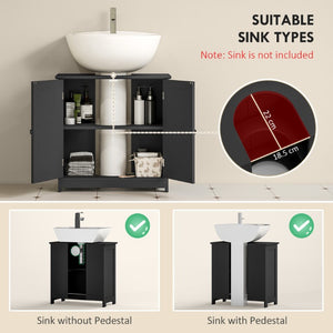 English Elm Kleankin Matte Black Pedestal Sink Cabinet Freestanding Bathroom Storage Organizer W2225P595802