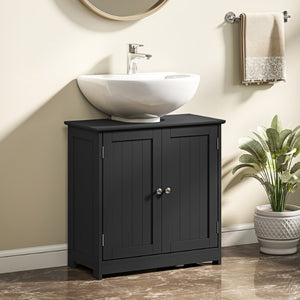 English Elm Kleankin Matte Black Pedestal Sink Cabinet Freestanding Bathroom Storage Organizer W2225P595802