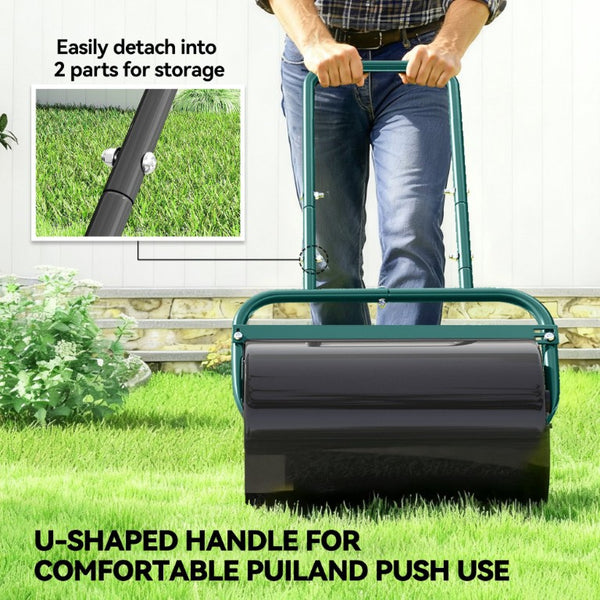English Elm Outsunny Steel Drum Lawn Roller Push and Tow Behind Turf Flattening Garden Tool W2225P595803