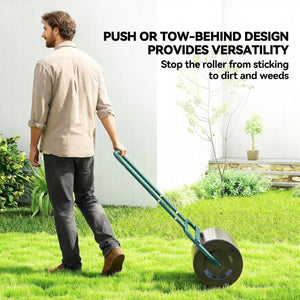 English Elm Outsunny Steel Drum Lawn Roller Push and Tow Behind Turf Flattening Garden Tool W2225P595803