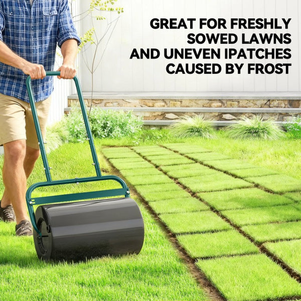 English Elm Outsunny Steel Drum Lawn Roller Push and Tow Behind Turf Flattening Garden Tool W2225P595803