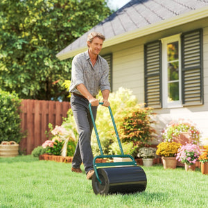 English Elm Outsunny Steel Drum Lawn Roller Push and Tow Behind Turf Flattening Garden Tool W2225P595803
