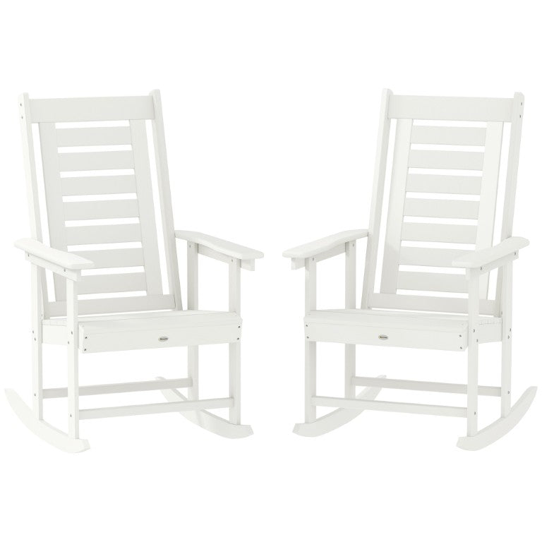 English Elm Outsunny HDPE Porch Rocking Chair Set of 2 with High Slatted Back All-Weather W2225P595813