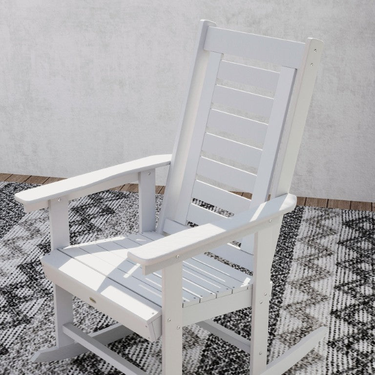 English Elm Outsunny HDPE Porch Rocking Chair Set of 2 with High Slatted Back All-Weather W2225P595813