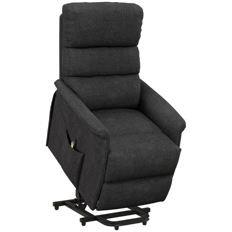 English Elm Homcom Motorized Lift Recliner with Pocket Spring Comfort and Linen Fabric for Seniors W2225P595816