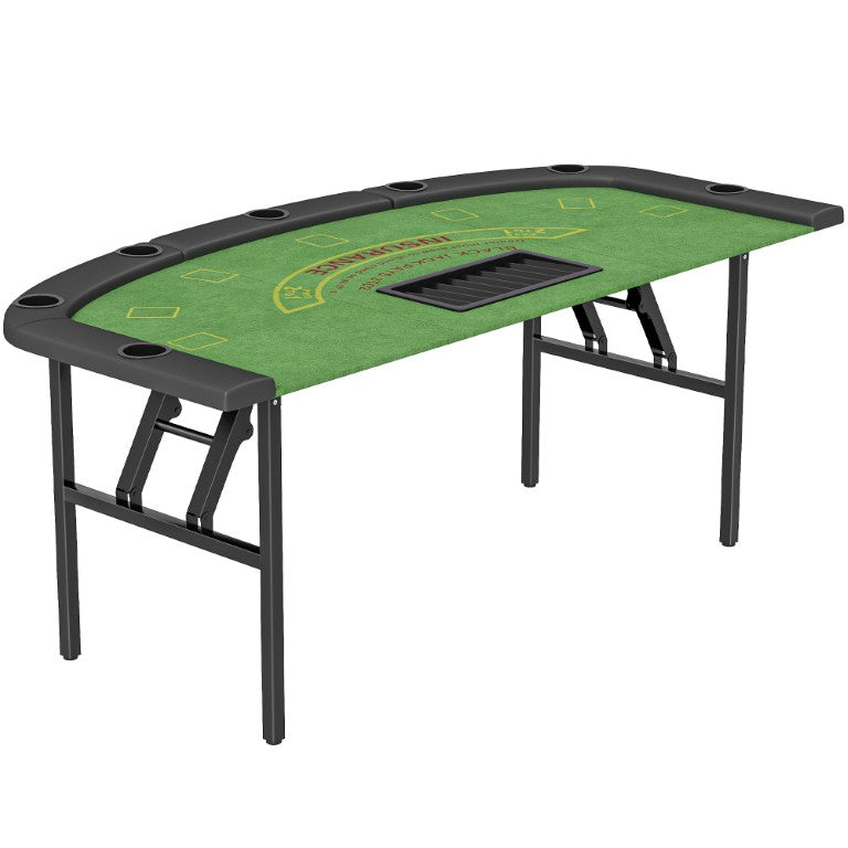 English Elm Soozier Foldable Poker Table Half Moon Felt Surface for 8 Players Game Room W2225P595817