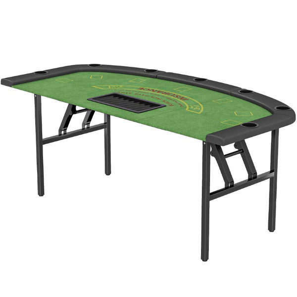English Elm Soozier Foldable Poker Table Half Moon Felt Surface for 8 Players Game Room W2225P595817