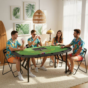 English Elm Soozier Foldable Poker Table Half Moon Felt Surface for 8 Players Game Room W2225P595817