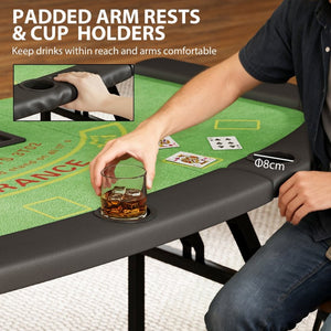 English Elm Soozier Foldable Poker Table Half Moon Felt Surface for 8 Players Game Room W2225P595817