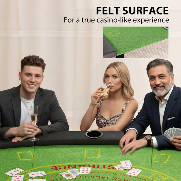 English Elm Soozier Foldable Poker Table Half Moon Felt Surface for 8 Players Game Room W2225P595817