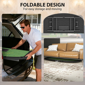 English Elm Soozier Foldable Poker Table Half Moon Felt Surface for 8 Players Game Room W2225P595817
