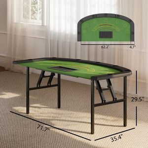 English Elm Soozier Foldable Poker Table Half Moon Felt Surface for 8 Players Game Room W2225P595817