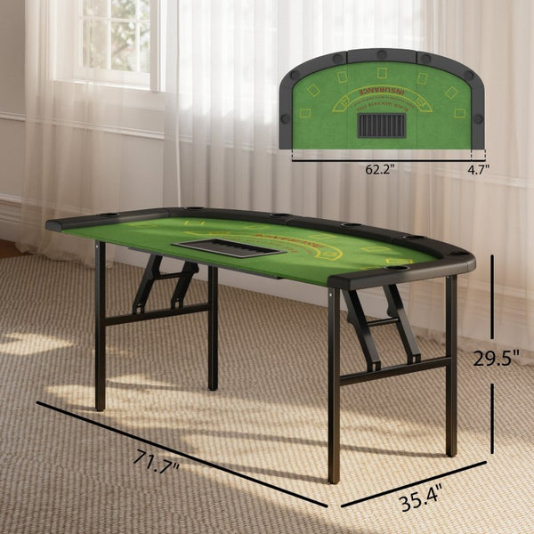 English Elm Soozier Foldable Poker Table Half Moon Felt Surface for 8 Players Game Room W2225P595817