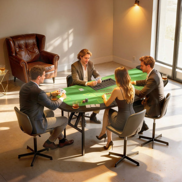 English Elm Soozier Foldable Poker Table Half Moon Felt Surface for 8 Players Game Room W2225P595817