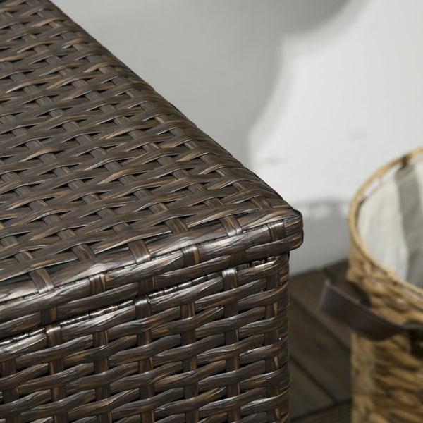 English Elm Outsunny 113 Gallon PE Rattan Deck Box with Waterproof Liner and Gas Spring Lid W2225P595831