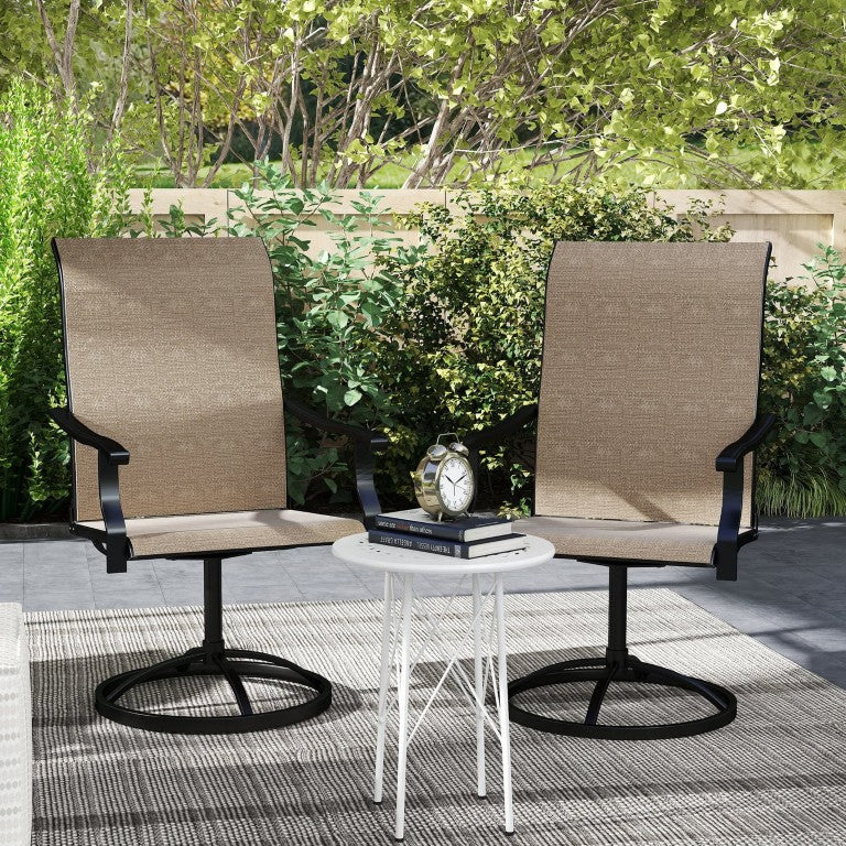 English Elm Outsunny Outdoor Swivel Dining Chairs Set of 2 Mesh High Back Patio Seating W2225P595836