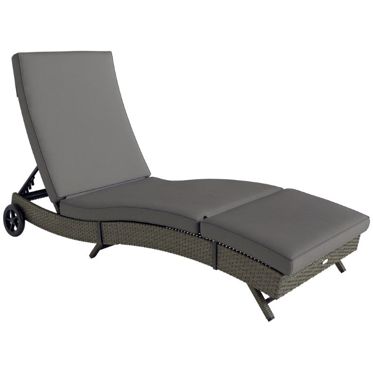 English Elm Outsunny PE Rattan Outdoor Chaise Lounge with Wheels and 5-Position Adjustable Backrest W2225P595841