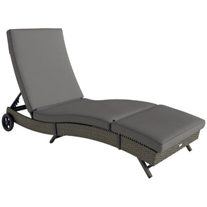 English Elm Outsunny PE Rattan Outdoor Chaise Lounge with Wheels and 5-Position Adjustable Backrest W2225P595841