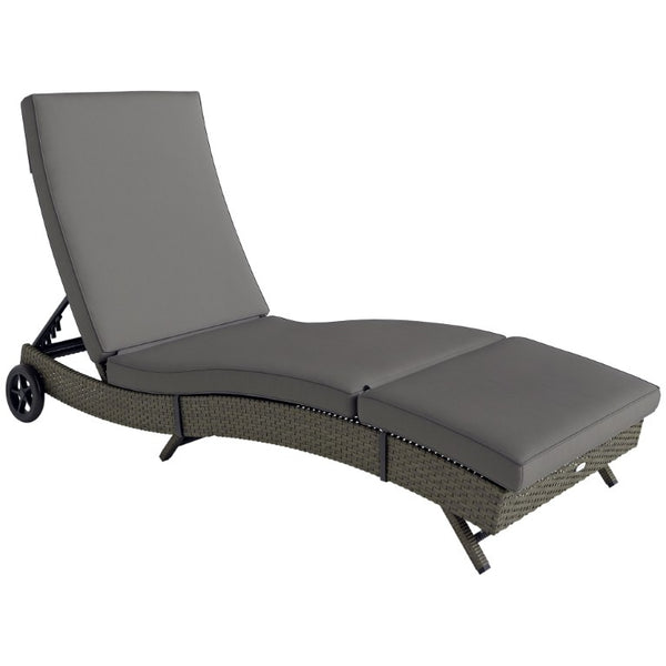 English Elm Outsunny PE Rattan Outdoor Chaise Lounge with Wheels and 5-Position Adjustable Backrest W2225P595841