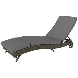 English Elm Outsunny PE Rattan Outdoor Chaise Lounge with Wheels and 5-Position Adjustable Backrest W2225P595841