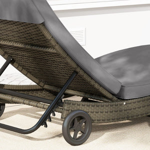 English Elm Outsunny PE Rattan Outdoor Chaise Lounge with Wheels and 5-Position Adjustable Backrest W2225P595841