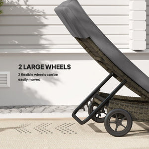English Elm Outsunny PE Rattan Outdoor Chaise Lounge with Wheels and 5-Position Adjustable Backrest W2225P595841