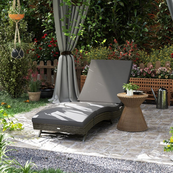 English Elm Outsunny PE Rattan Outdoor Chaise Lounge with Wheels and 5-Position Adjustable Backrest W2225P595841