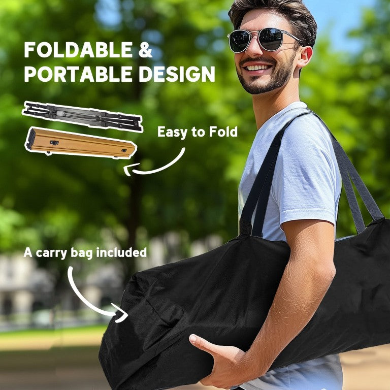 English Elm Outsunny Aluminum Folding Camp Table Adjustable Height with Carry Bag for Outdoor Use W2225P595847
